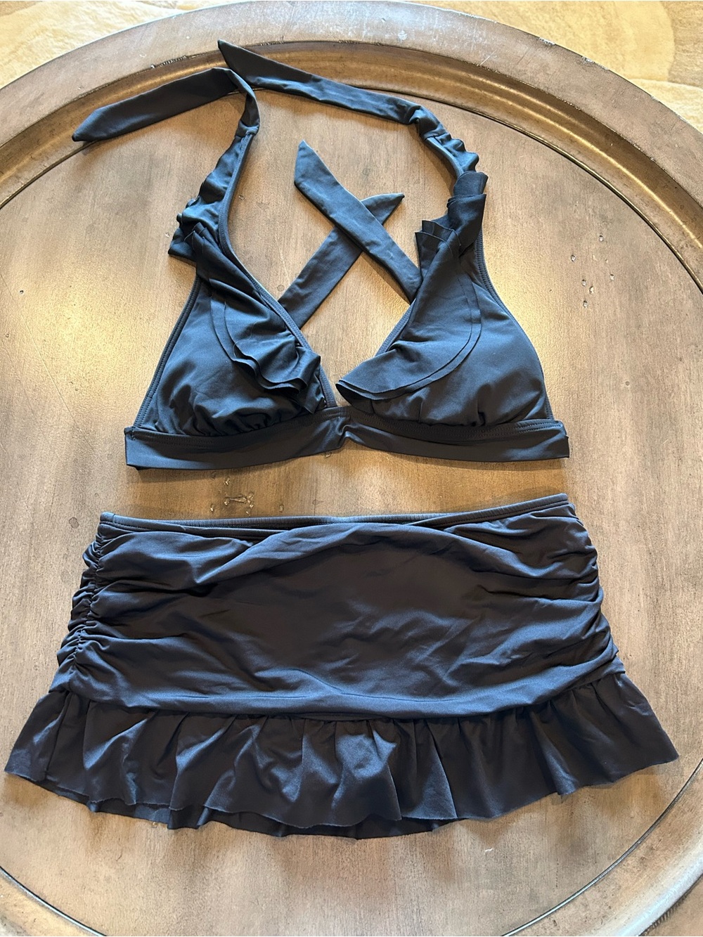 Kenneth Cole Women’s Halter Bikini Top & Mini Skirt Size M Top & S Bottom